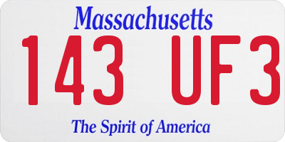 MA license plate 143UF3