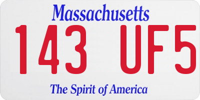 MA license plate 143UF5