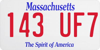 MA license plate 143UF7