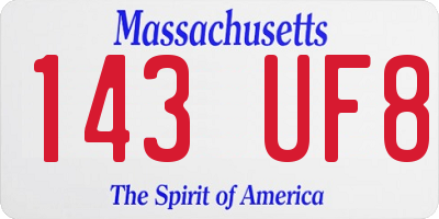 MA license plate 143UF8