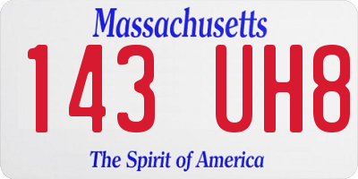 MA license plate 143UH8