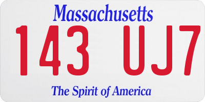MA license plate 143UJ7