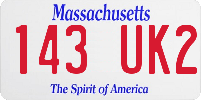 MA license plate 143UK2
