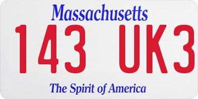 MA license plate 143UK3
