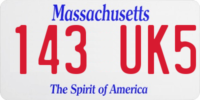MA license plate 143UK5