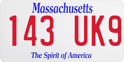 MA license plate 143UK9