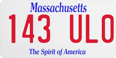 MA license plate 143UL0