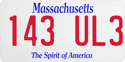 MA license plate 143UL3