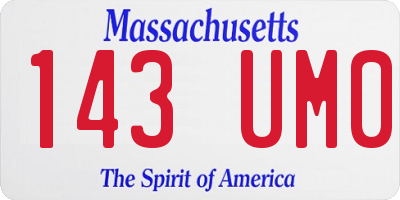 MA license plate 143UM0
