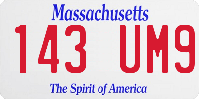 MA license plate 143UM9