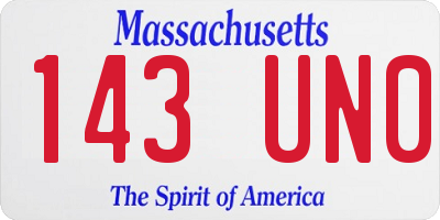 MA license plate 143UN0