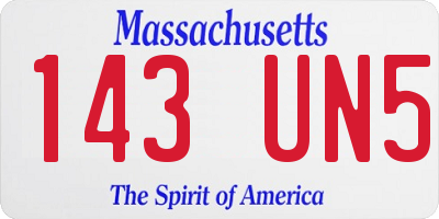 MA license plate 143UN5