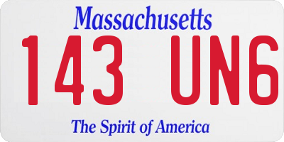 MA license plate 143UN6