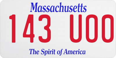 MA license plate 143UO0