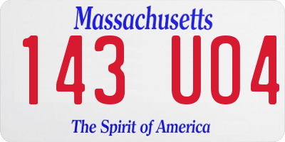 MA license plate 143UO4