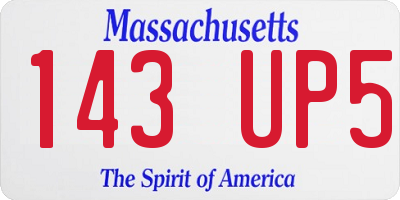 MA license plate 143UP5