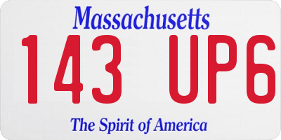 MA license plate 143UP6