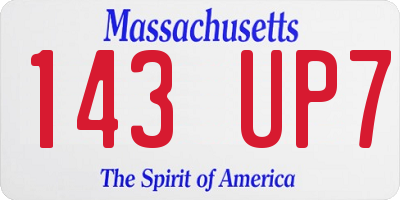 MA license plate 143UP7
