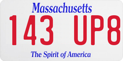 MA license plate 143UP8