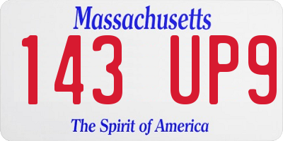 MA license plate 143UP9