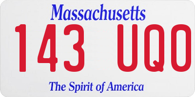 MA license plate 143UQ0