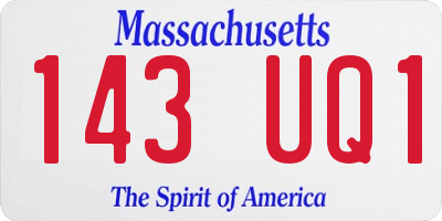 MA license plate 143UQ1