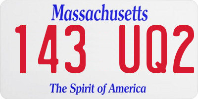 MA license plate 143UQ2
