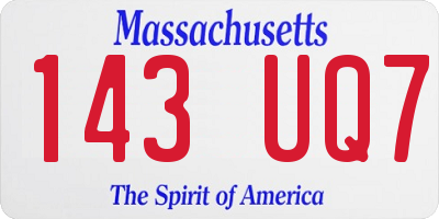 MA license plate 143UQ7