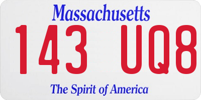 MA license plate 143UQ8