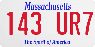 MA license plate 143UR7