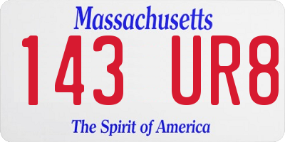 MA license plate 143UR8