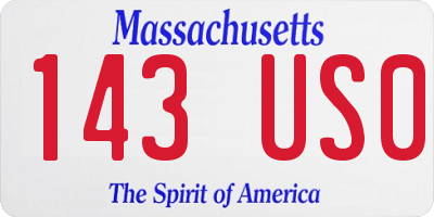 MA license plate 143US0