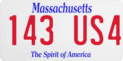 MA license plate 143US4