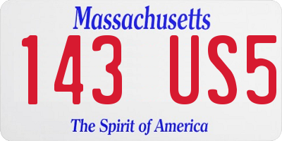 MA license plate 143US5