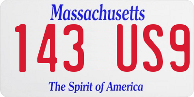 MA license plate 143US9