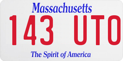 MA license plate 143UT0