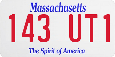 MA license plate 143UT1