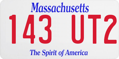 MA license plate 143UT2