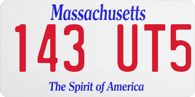 MA license plate 143UT5