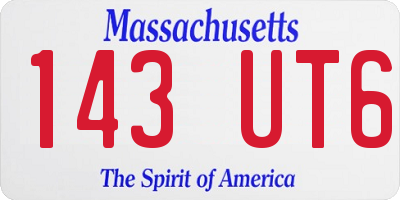 MA license plate 143UT6