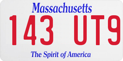 MA license plate 143UT9