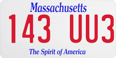 MA license plate 143UU3