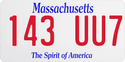 MA license plate 143UU7