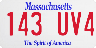 MA license plate 143UV4
