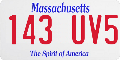 MA license plate 143UV5