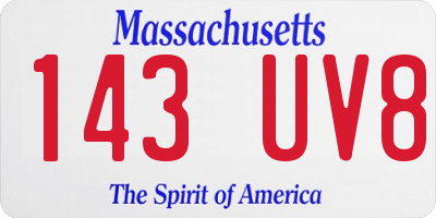 MA license plate 143UV8