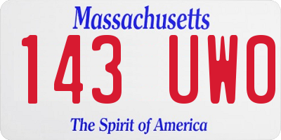MA license plate 143UW0