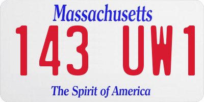 MA license plate 143UW1