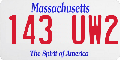 MA license plate 143UW2