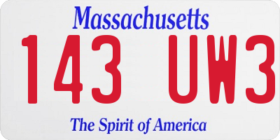 MA license plate 143UW3